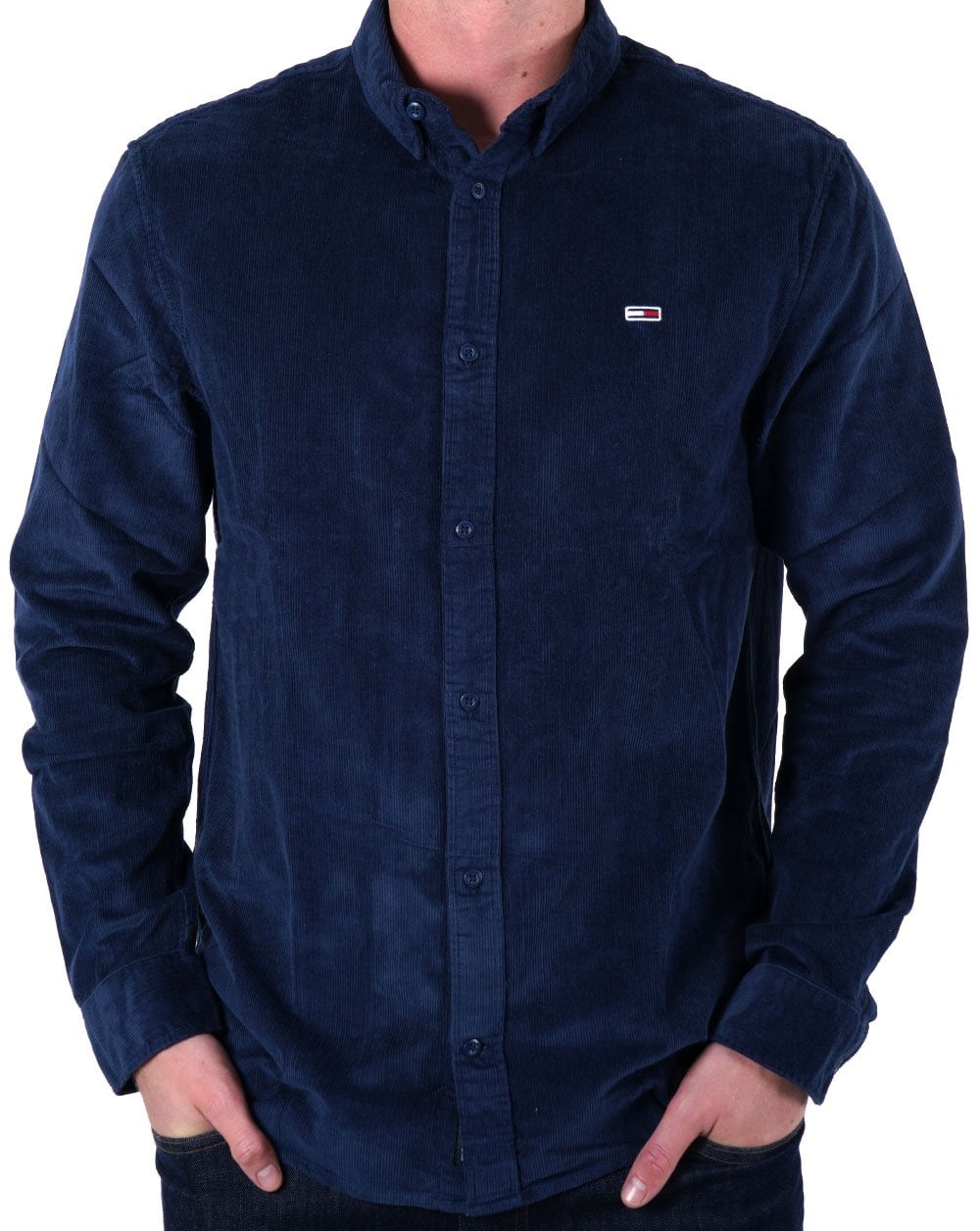 Tommy Jeans – Cordhemd in Dunkelmarineblau