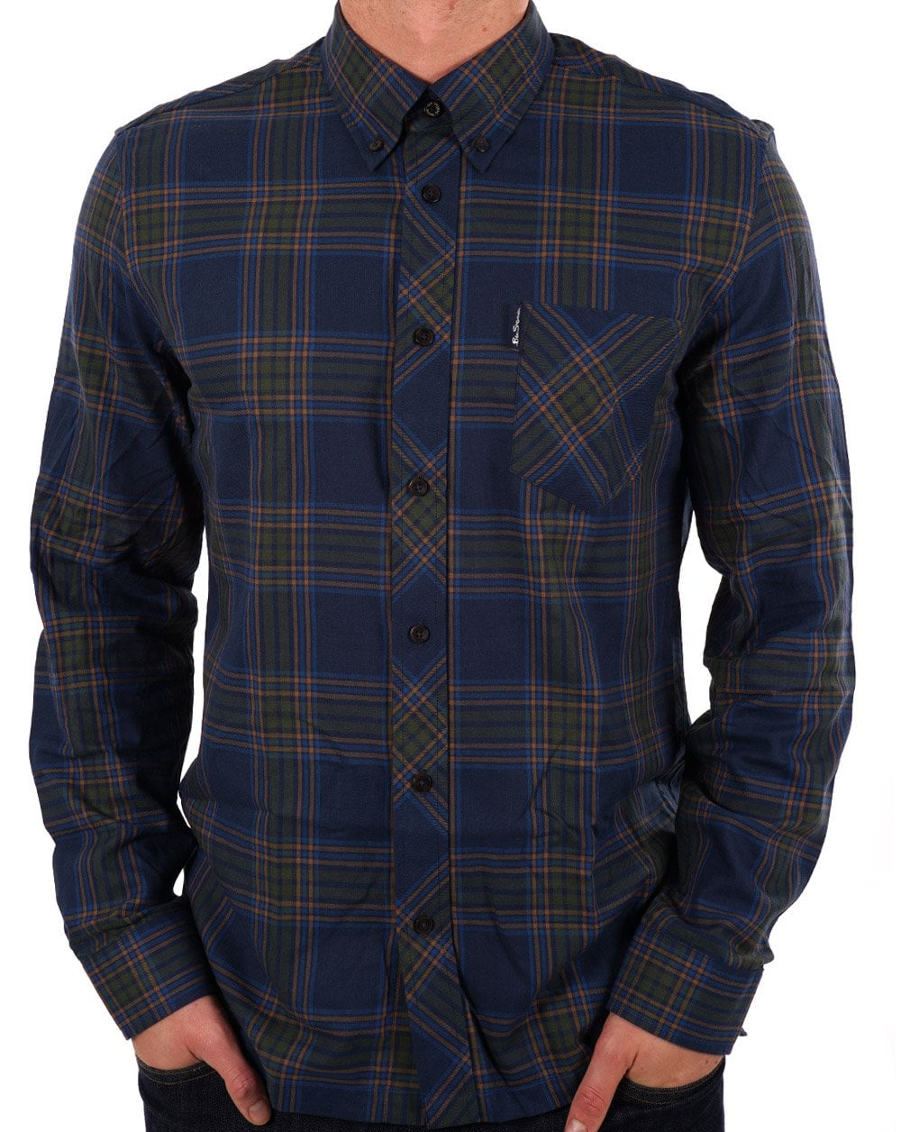Ben Sherman – Hemd mit Gitterkaromuster, Marineblau