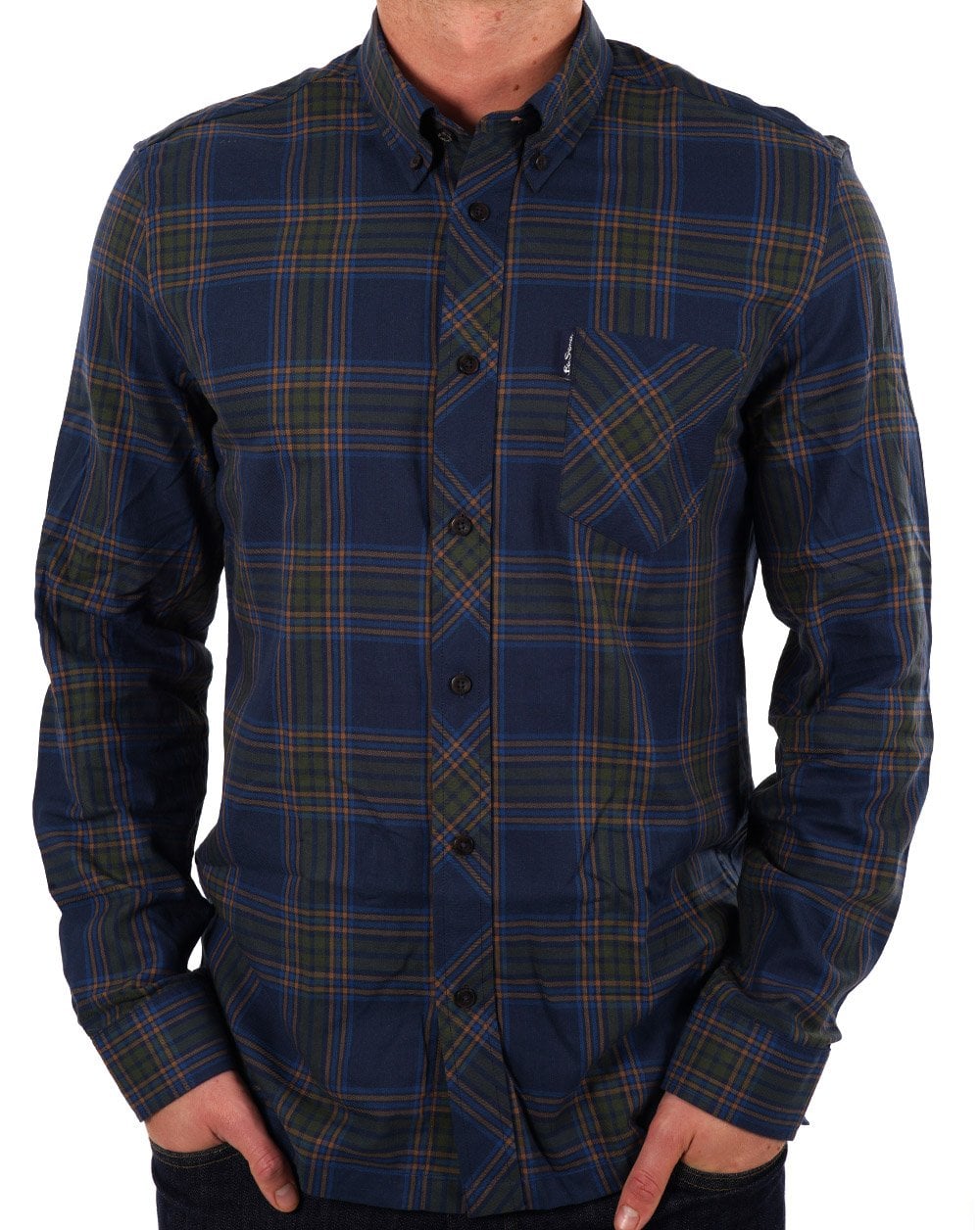 Ben Sherman – Hemd mit Gitterkaromuster, Marineblau