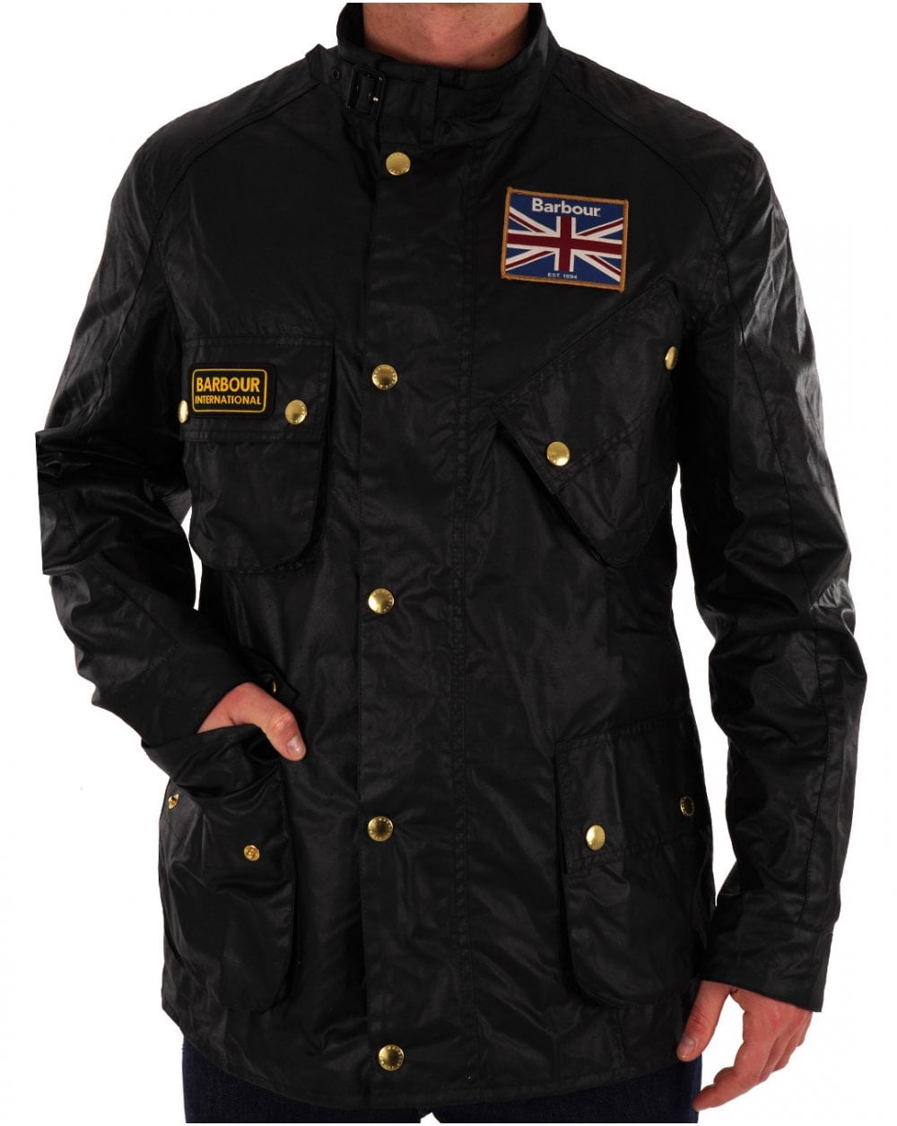 Barbour Union Jack Wax Jacket Black