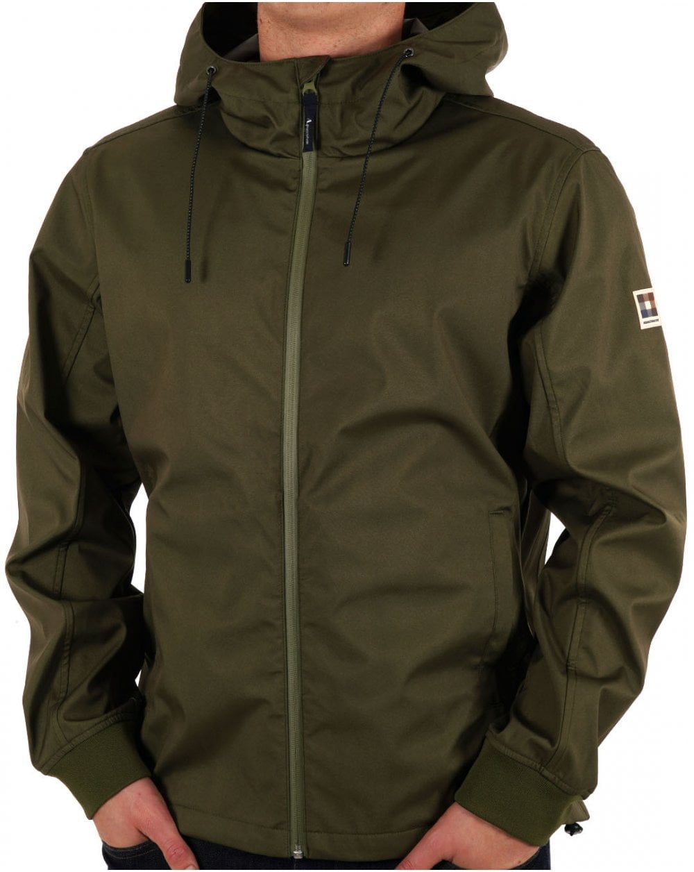 Aquascutum Shell Hybrid Kapuzenjacke Armeegrün
