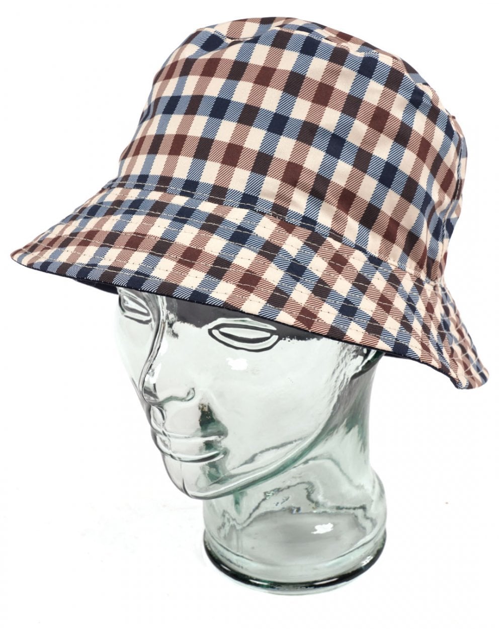 Aquascutum Hydro Wendbarer Fischerhut Marineblau/Karo