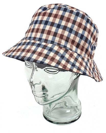 Aquascutum Hydro Wendbarer Fischerhut Marineblau/Karo