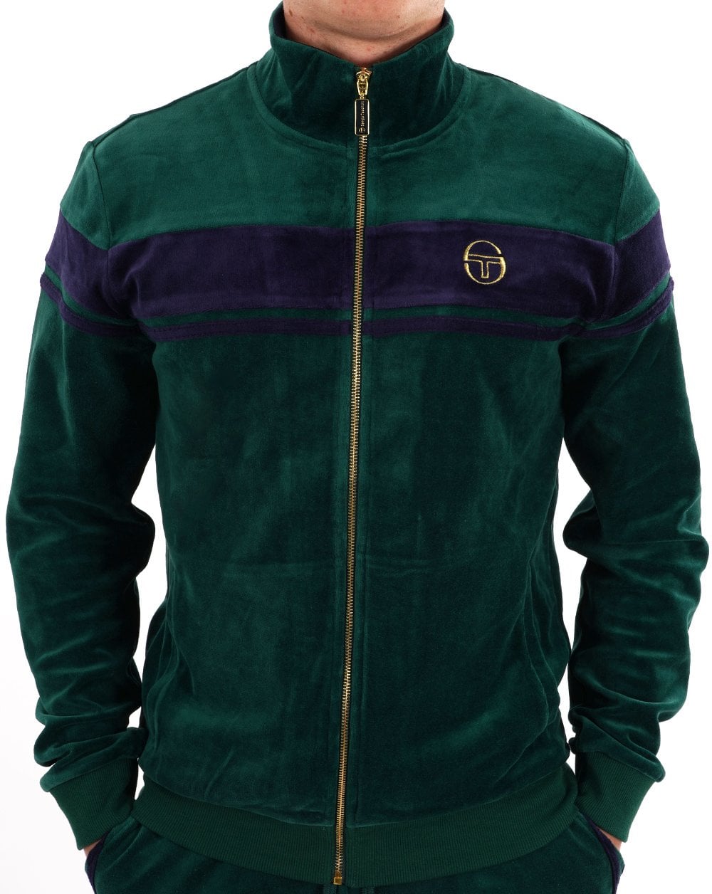 Sergio Tacchini Masters Velour Track Top Green / Navy