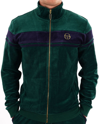 Sergio Tacchini Masters Velours Trainingsjacke Grün / Marineblau