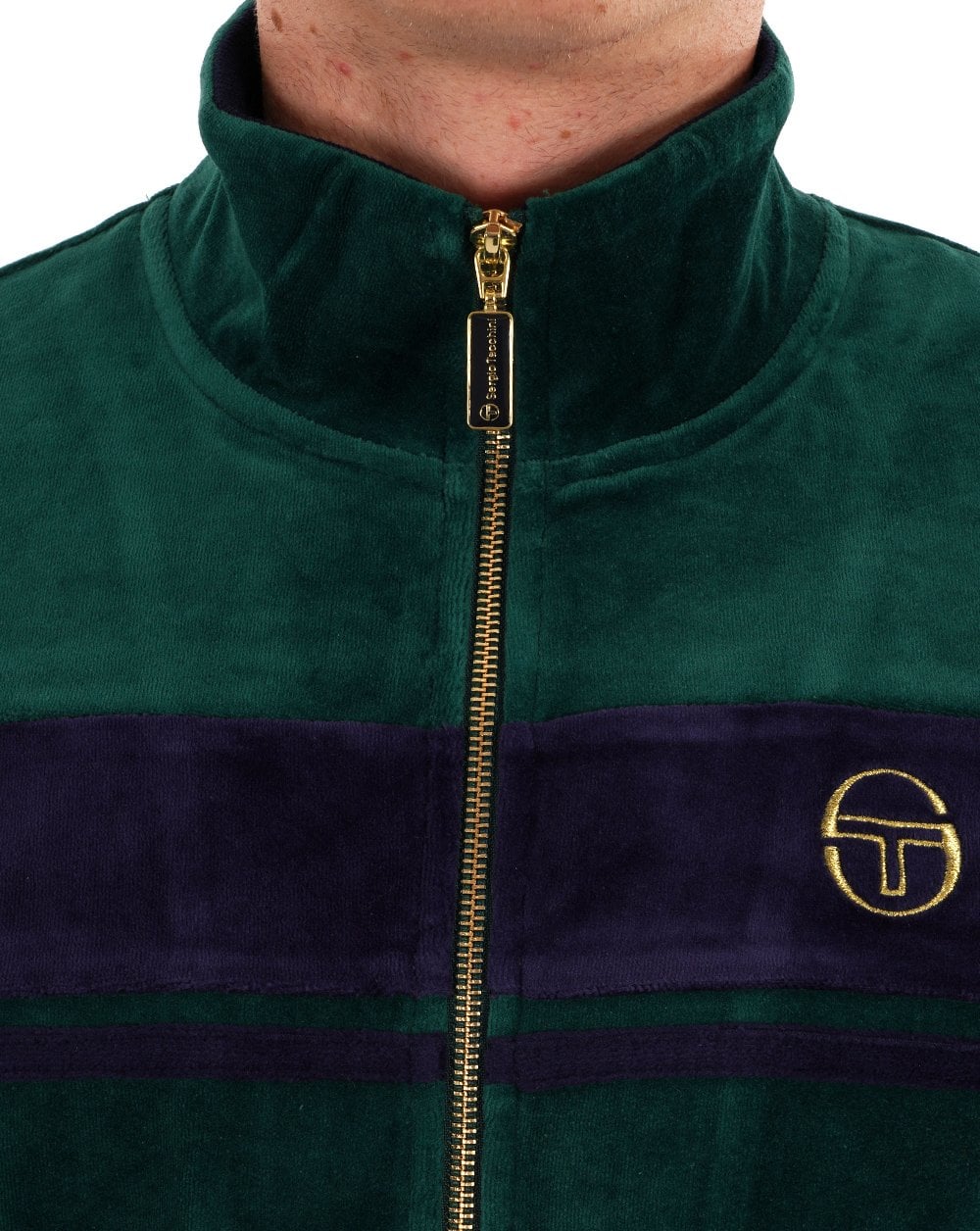 Sergio Tacchini Masters Velours Trainingsjacke Grün / Marineblau