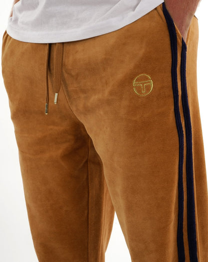 Sergio Tacchini Masters Velours Trainingshose Hellbraun / Marineblau