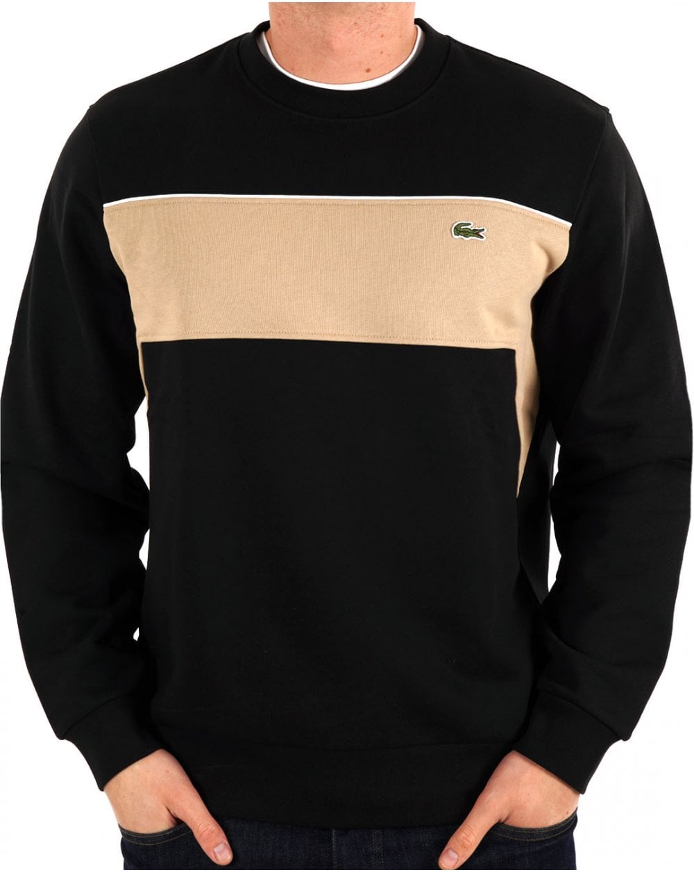 Lacoste Colour Block Sweatshirt Black Sand