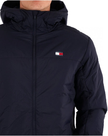Tommy Jeans – Leichte Kapuzenjacke in Marineblau