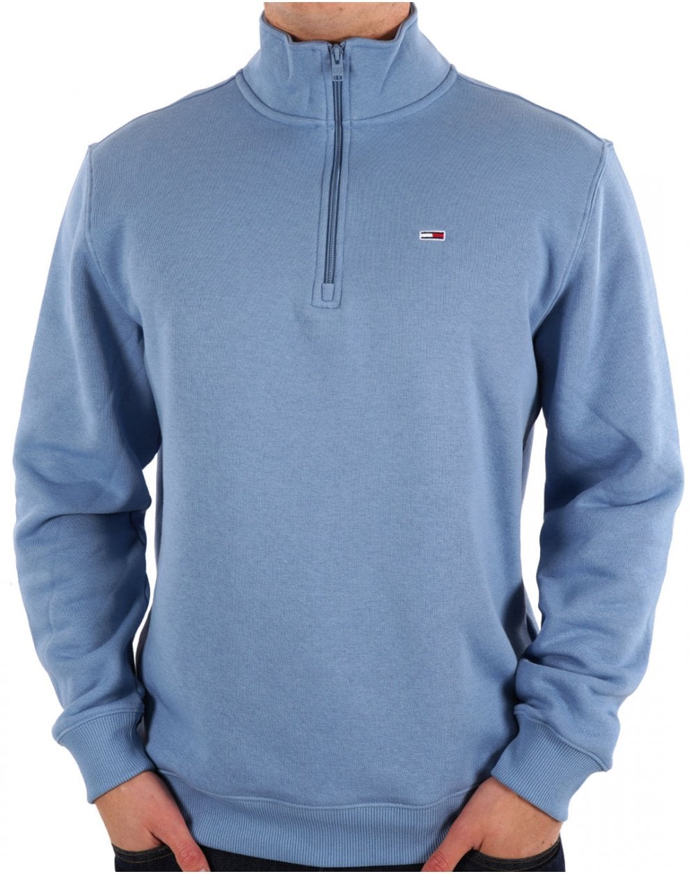 Tommy Jeans – Sweatshirt mit 1/4-Reißverschluss am Hals, Colorado-Blau