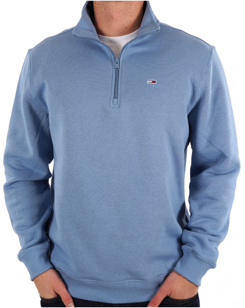 Tommy Jeans – Sweatshirt mit 1/4-Reißverschluss am Hals, Colorado-Blau