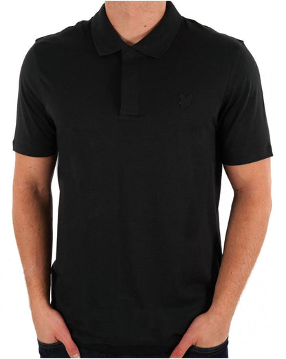 Lyle &amp; Scott Tonal Eagle Poloshirt aus feiner Baumwolle in Schwarz