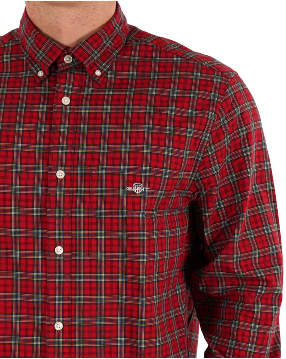 Gant Klassisches Popeline-Tartan-Hemd Rubinrot