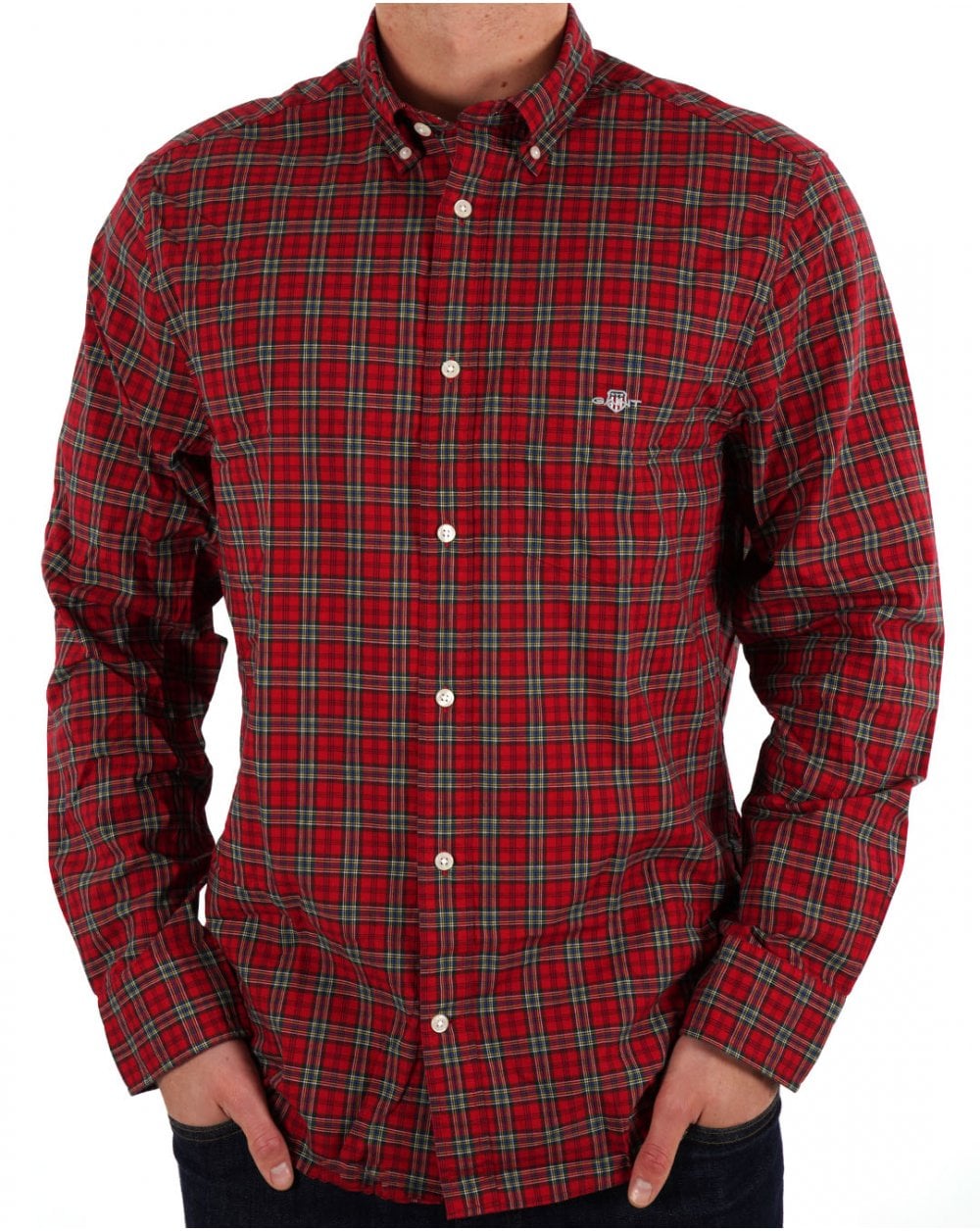 Gant Poplin Tartan Shirt Ruby Red