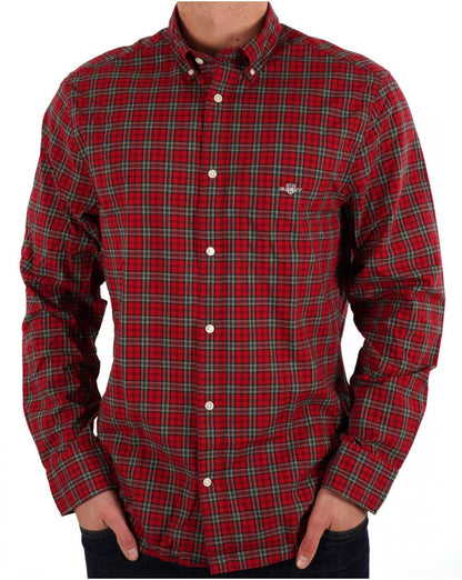 Gant Klassisches Popeline-Tartan-Hemd Rubinrot
