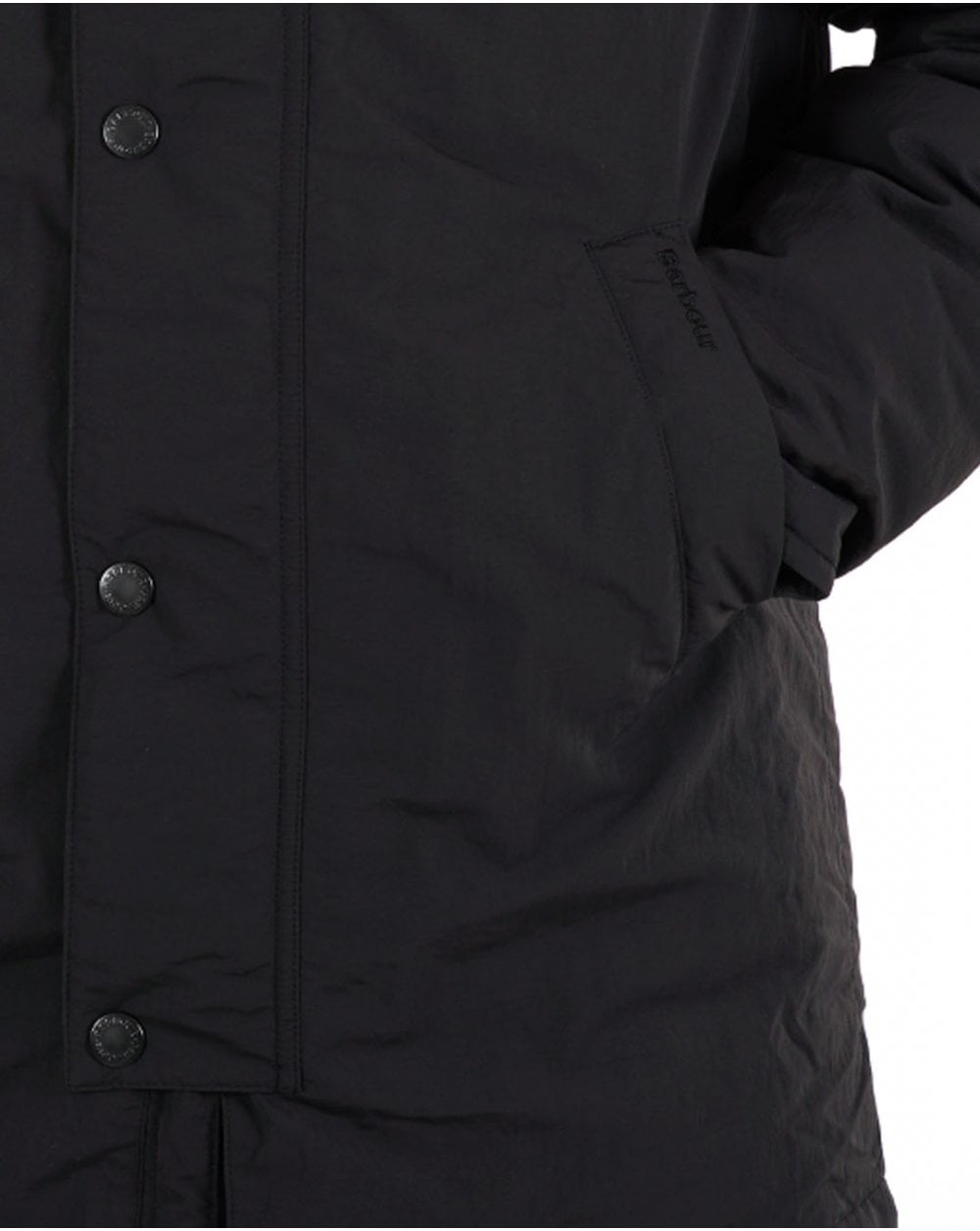 Barbour Winter – Wattierter, wasserabweisender Regenmantel in Schwarz