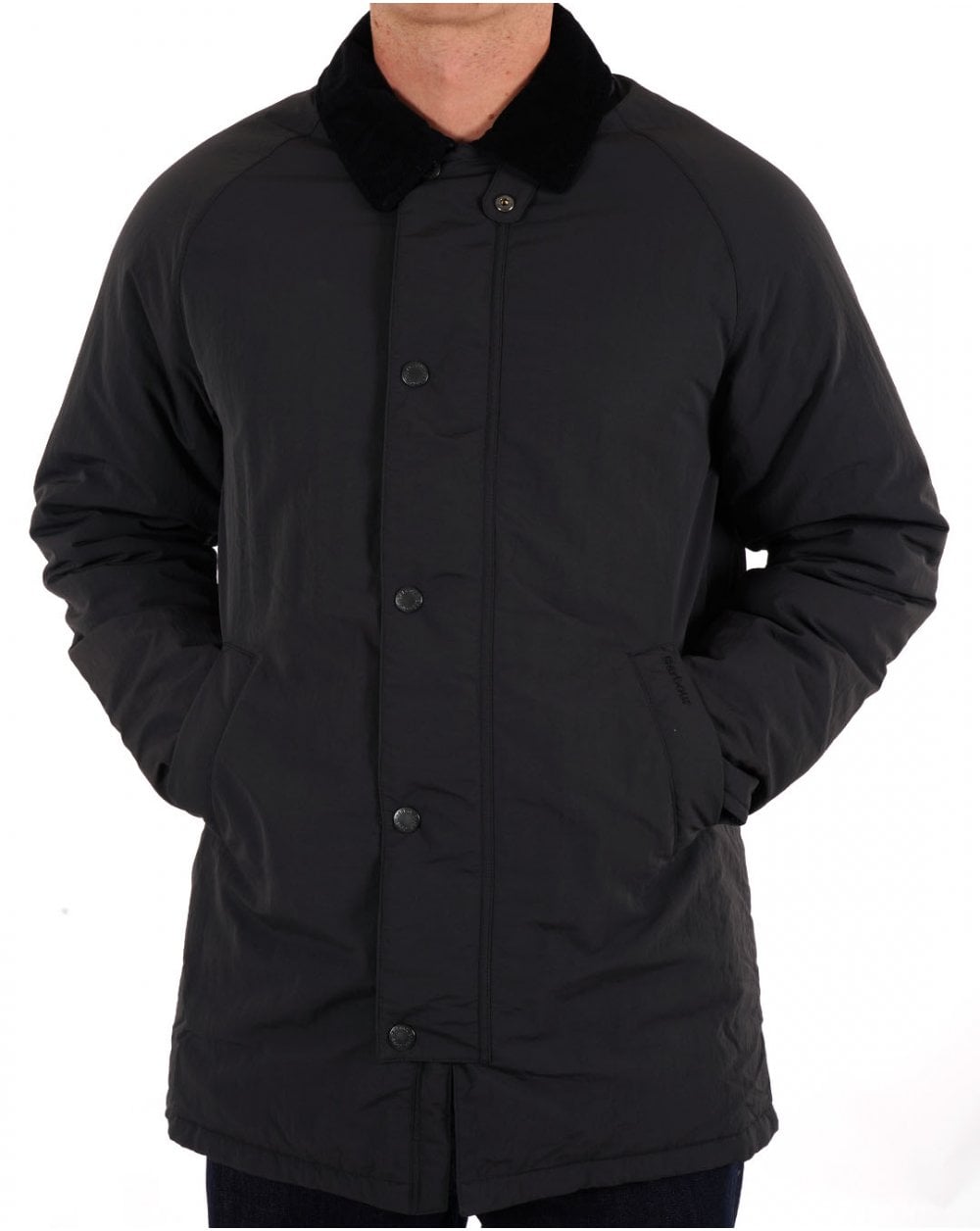 Barbour Winter – Wattierter, wasserabweisender Regenmantel in Schwarz