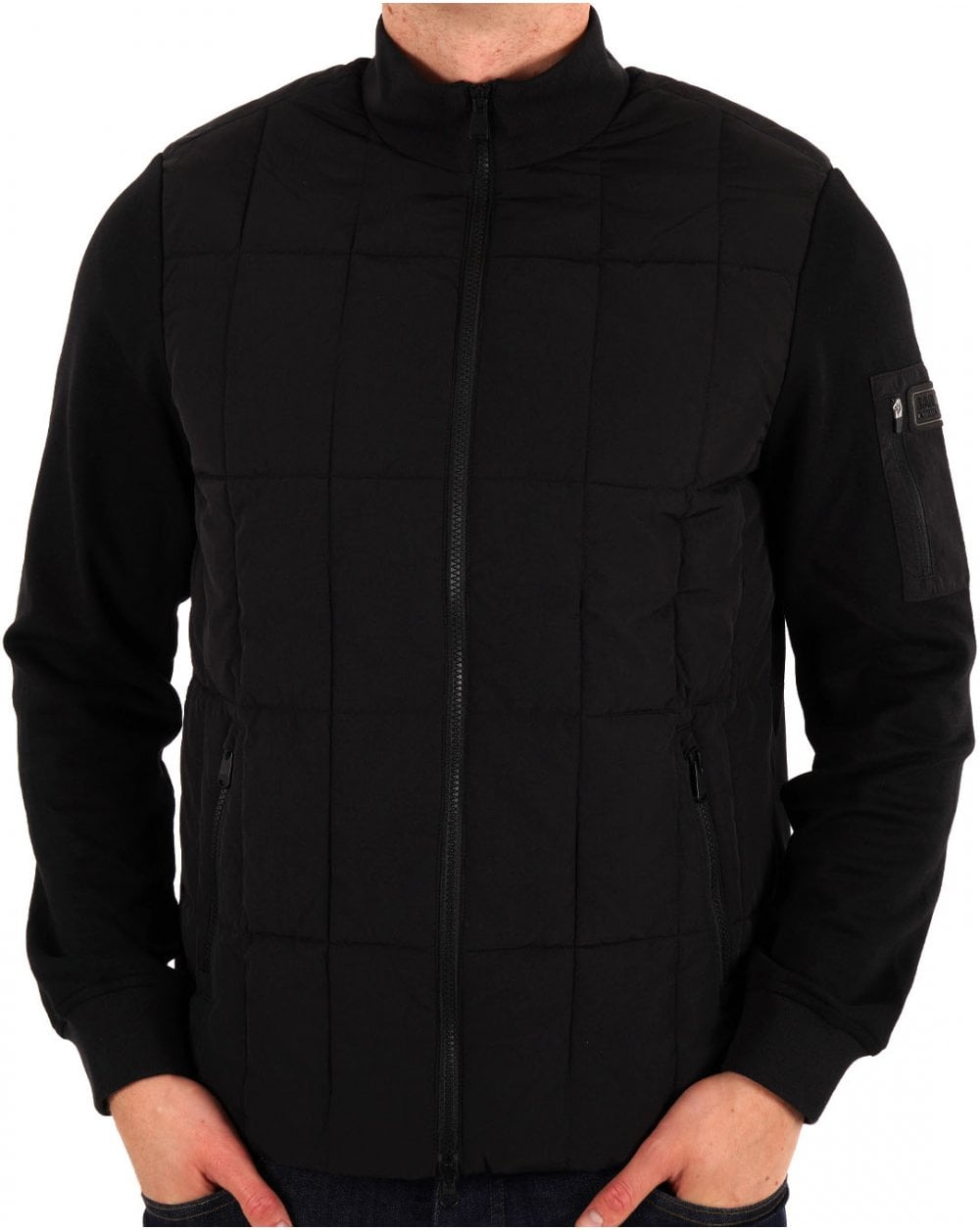 Barbour International Otto Baffle Quilt mit durchgehendem Reißverschluss in Schwarz