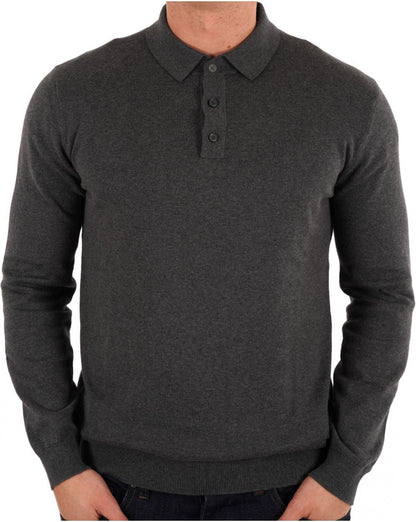 Barbour – Bassington – Gestricktes Langarm-Poloshirt in Anthrazit