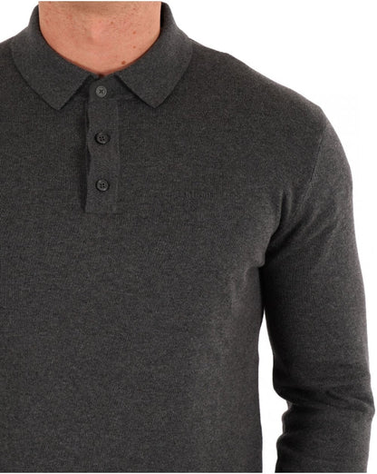 Barbour – Bassington – Gestricktes Langarm-Poloshirt in Anthrazit