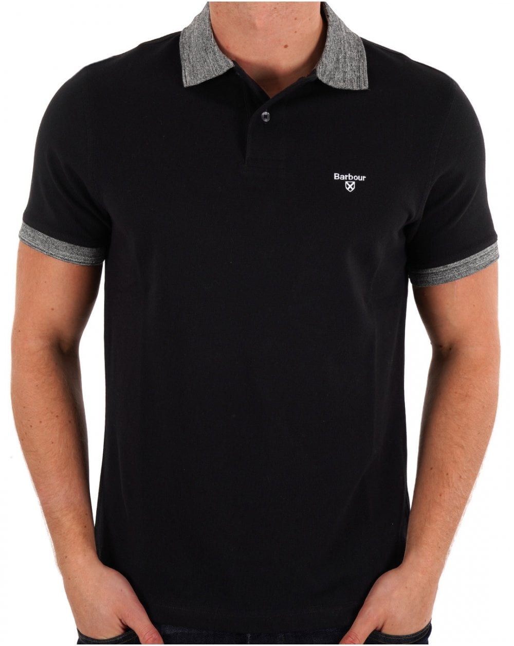 Barbour – Marlton – Maßgeschneidertes Poloshirt in Schwarz