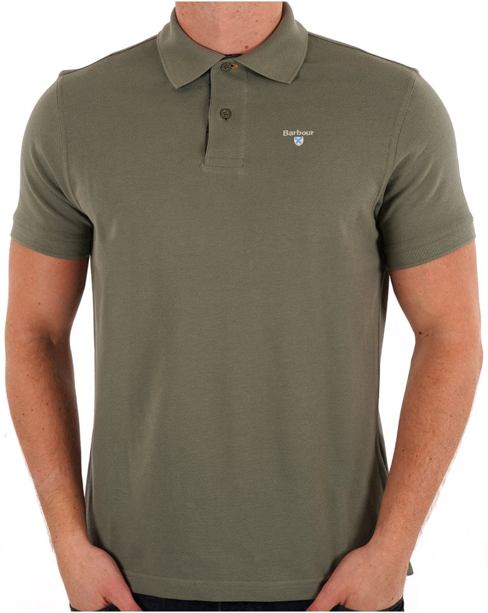 Barbour Tartan Piqué Poloshirt Grün Schiefer