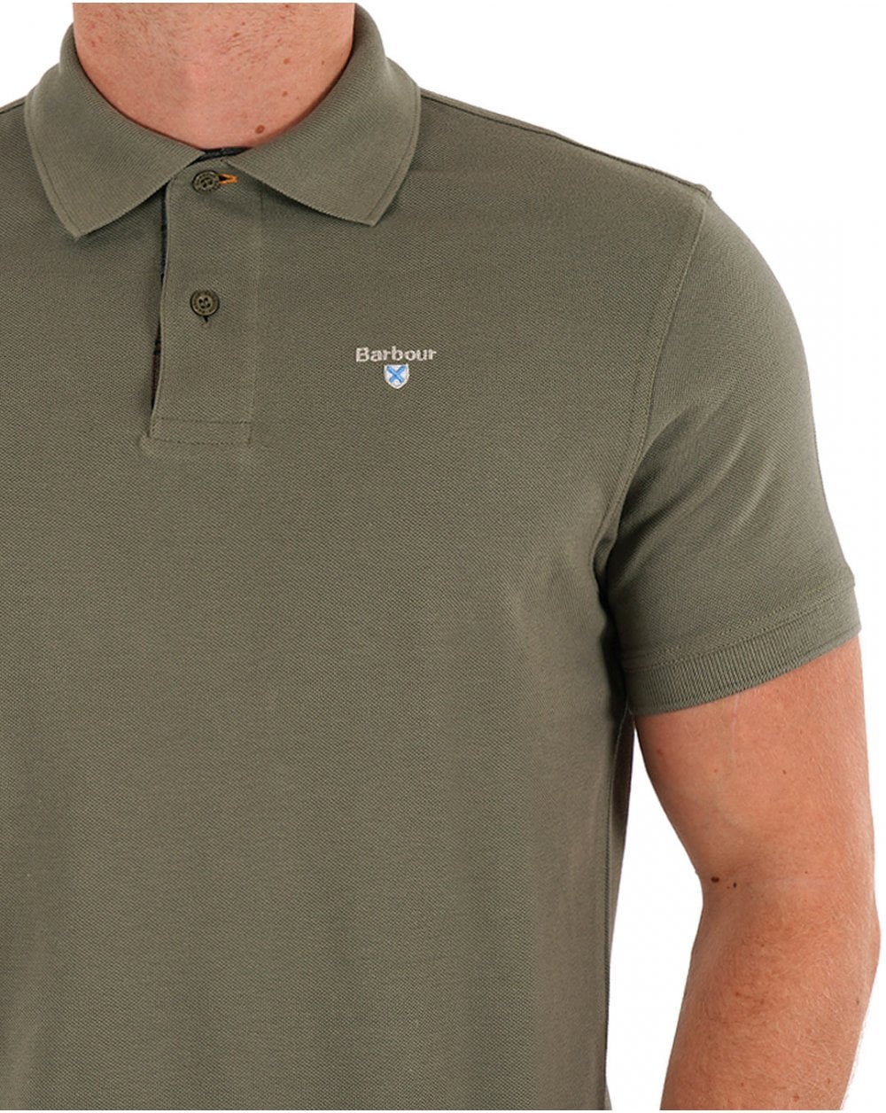 Barbour Tartan Piqué Poloshirt Grün Schiefer