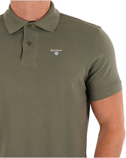 Barbour Tartan Piqué Poloshirt Grün Schiefer