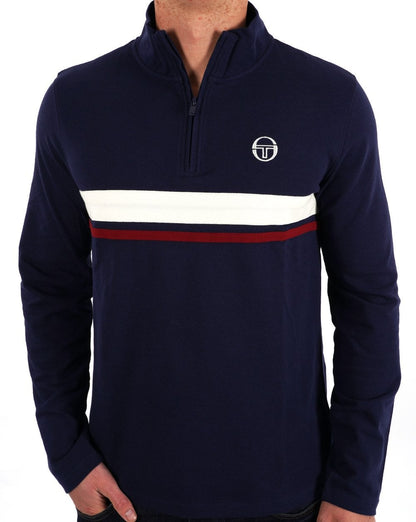 Sergio Tacchini 1/4 Zip Navy – Doppelstreifen