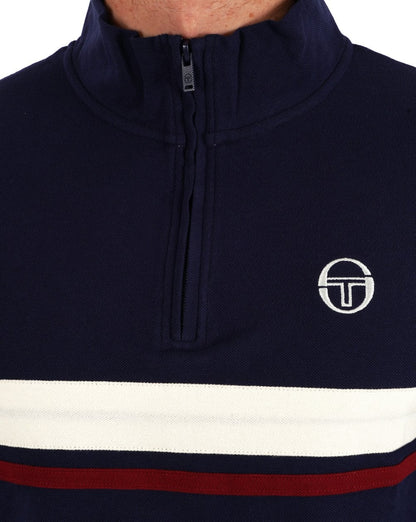 Sergio Tacchini 1/4 Zip Navy – Doppelstreifen