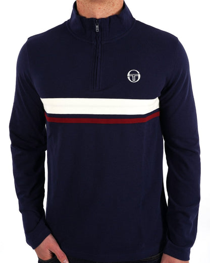 Sergio Tacchini 1/4 Zip Navy – Doppelstreifen