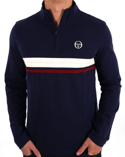 Sergio Tacchini 1/4 Zip Navy – Doppelstreifen
