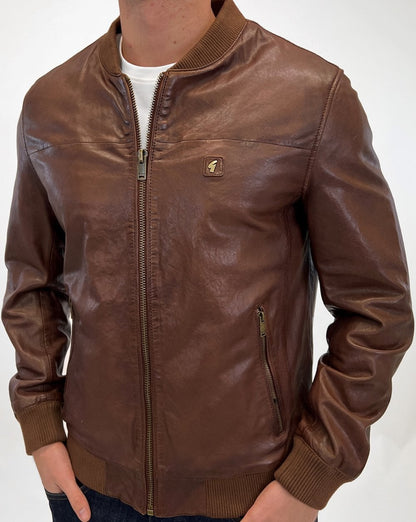 Gabicci Vintage Leder Bomberjacke Braun
