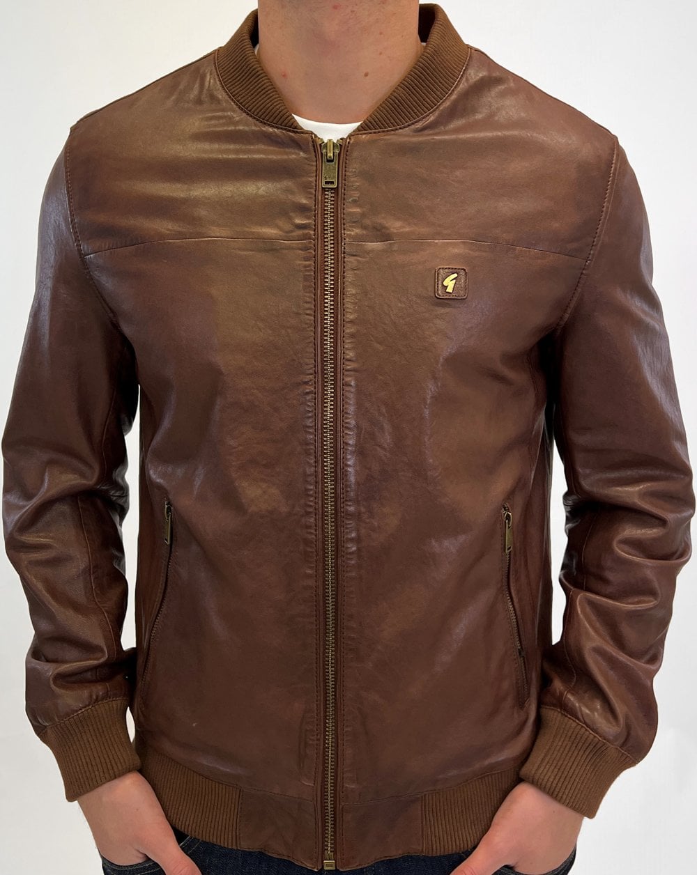 Gabicci Vintage Leder Bomberjacke Braun