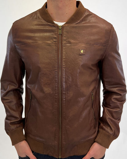 Gabicci Vintage Leder Bomberjacke Braun