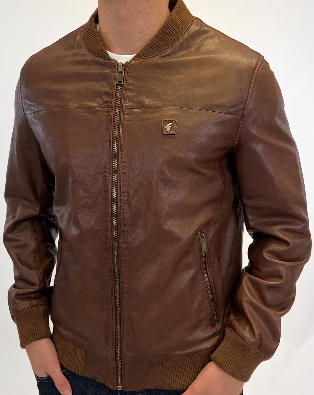 Gabicci Vintage Leder Bomberjacke Braun