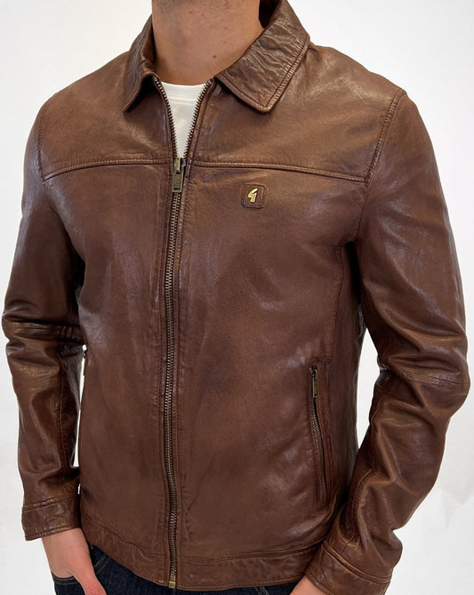 Gabicci Vintage Gabicci Vintage Lederjacke mit Kragen Braun