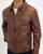 Gabicci Vintage Collared Leather Jacket Brown