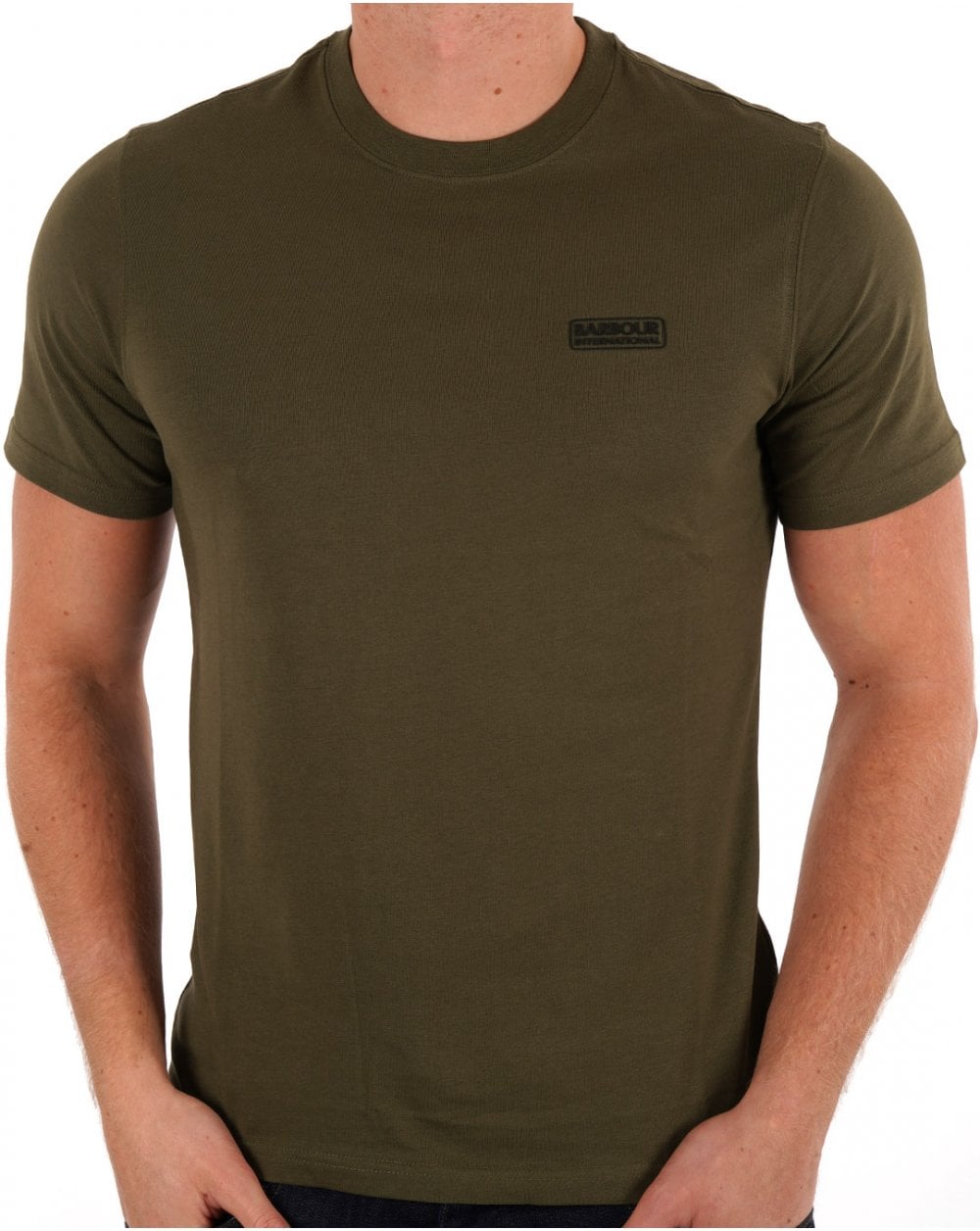 Barbour International – T-Shirt mit kleinem Logo in Uniformgrün