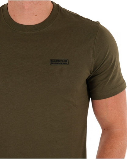 Barbour International – T-Shirt mit kleinem Logo in Uniformgrün