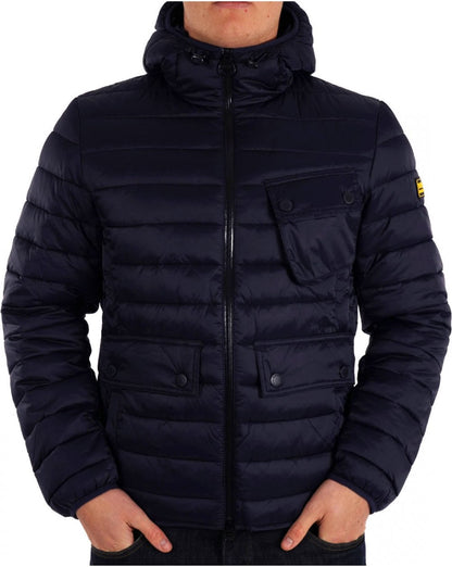 Barbour International Racer Ouston Steppjacke mit Kapuze, Marineblau