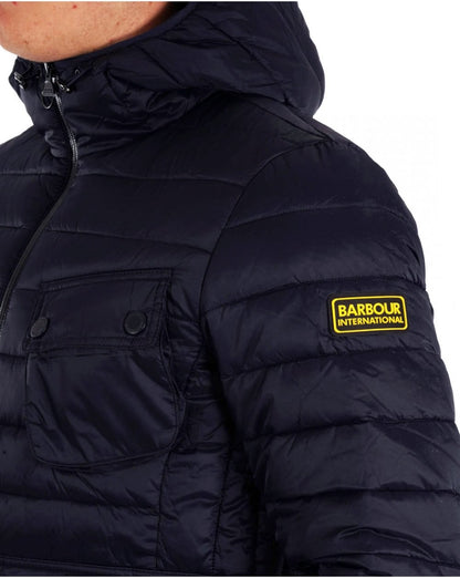 Barbour International Racer Ouston Steppjacke mit Kapuze, Marineblau