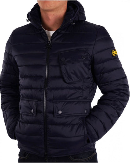 Barbour International Racer Ouston Steppjacke mit Kapuze, Marineblau