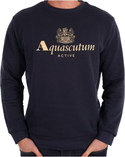 Aquascutum – Sweatshirt mit großem Logo, Marineblau