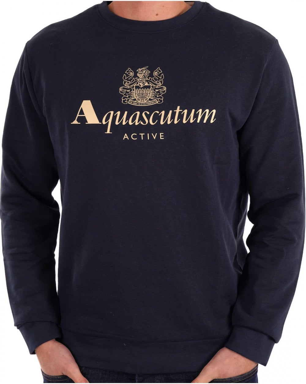 Aquascutum – Sweatshirt mit großem Logo, Marineblau
