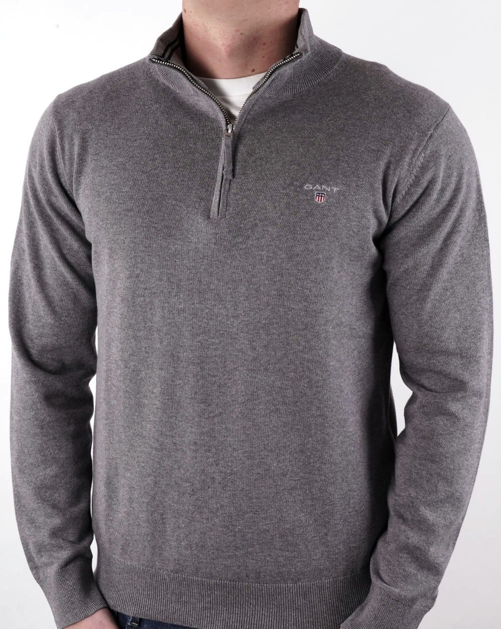 Gant Cotton Half Zip Dunkelgrau Melange