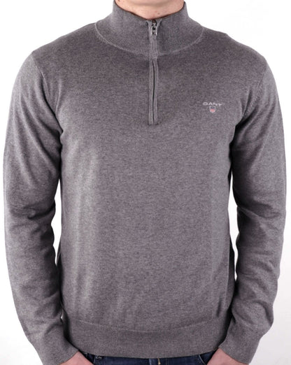 Gant Cotton Half Zip Dunkelgrau Melange