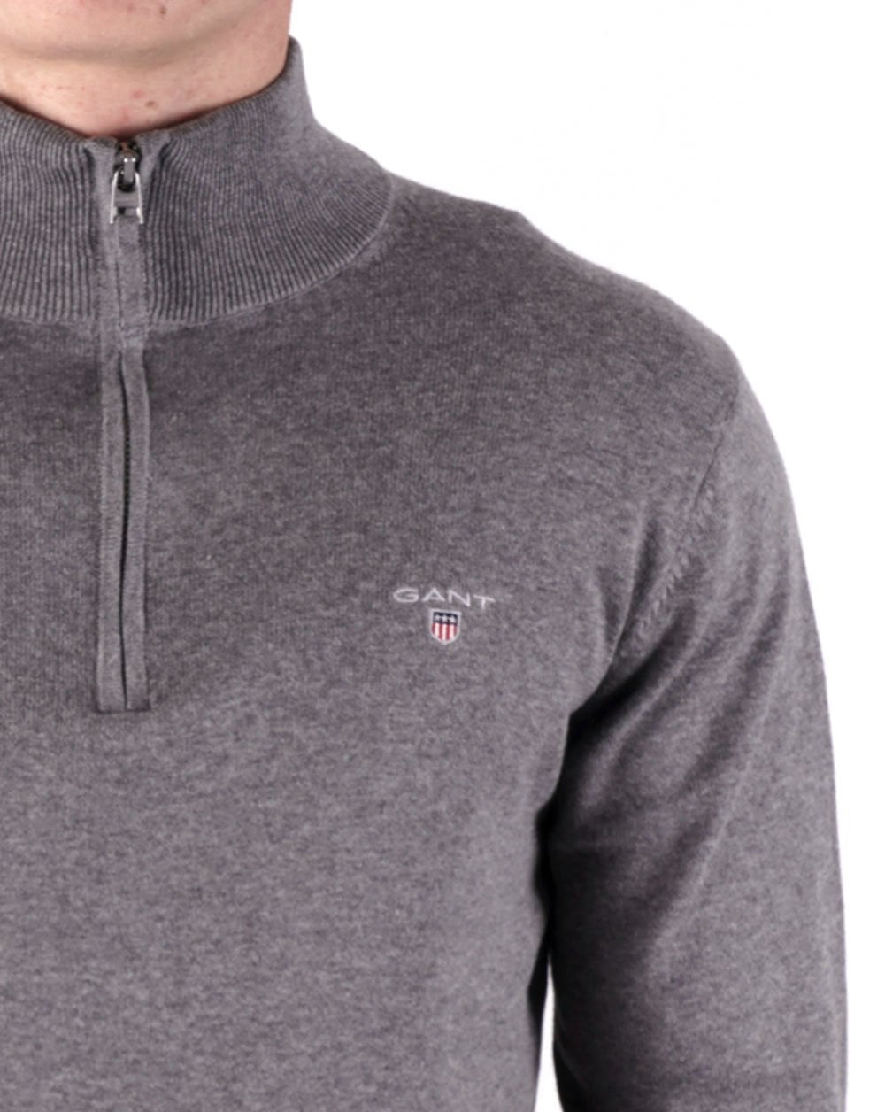 Gant Cotton Half Zip Dunkelgrau Melange
