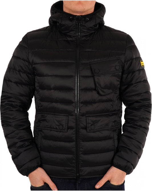 Barbour International Racer Ouston Steppjacke mit Kapuze Schwarz