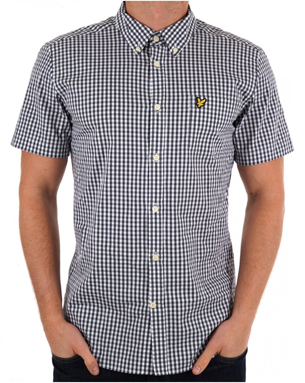 Lyle And Scott – Kurzärmliges Hemd mit Vichy-Karomuster, Marineblau